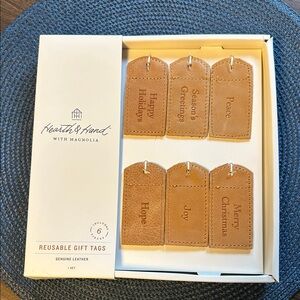 NWT 6 Hearth & Hand with Magnolia Reusable Leather Gift Tags